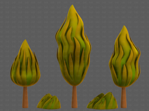 Trees Cartoon V47 3D Model