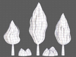 Trees Cartoon V47 3D Model