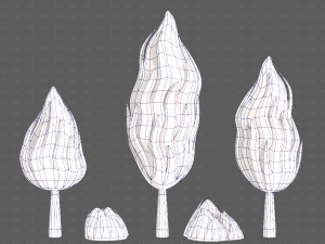 Trees Cartoon V47 3D Model