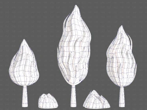 Trees Cartoon V47 3D Model