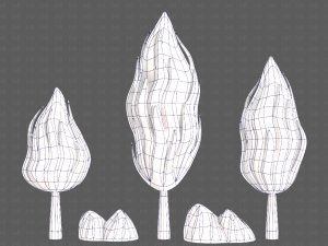 Trees Cartoon V47 3D Model