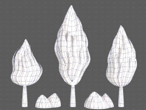 Trees Cartoon V47 3D Model