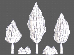 Trees Cartoon V47 3D Model