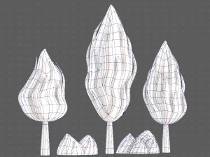 Trees Cartoon V47 3D Model