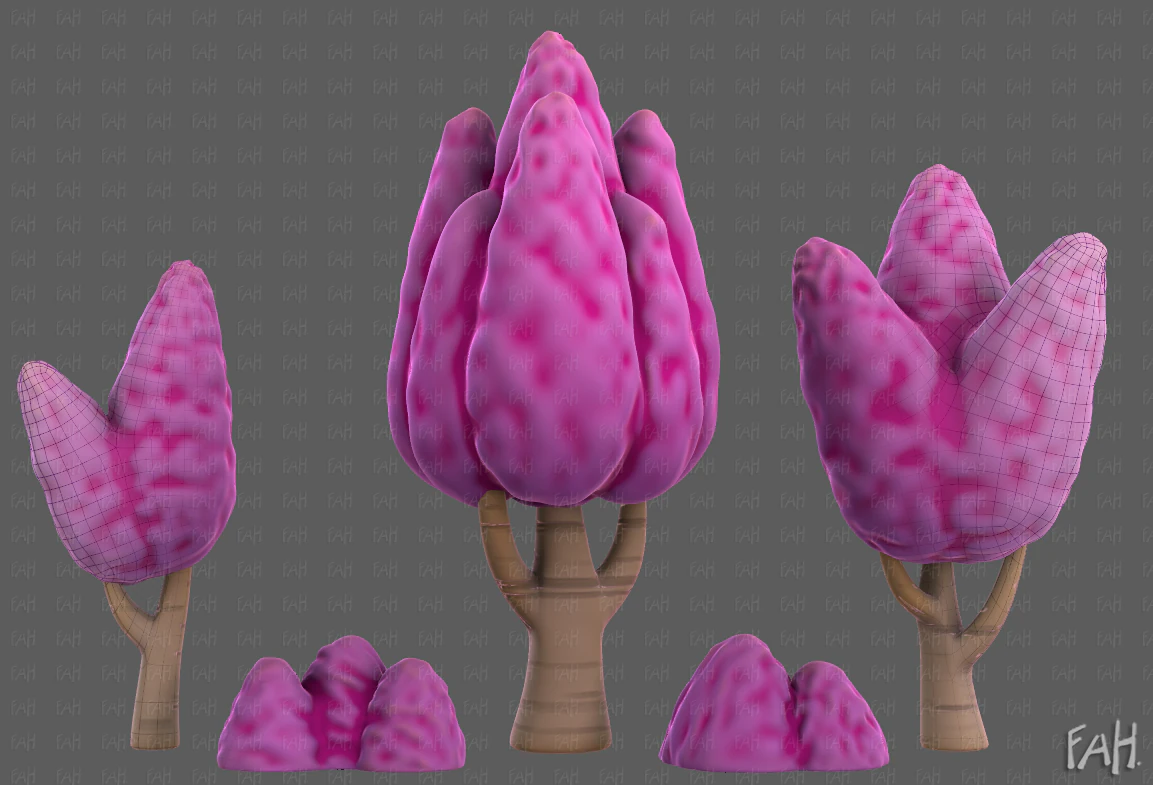 Trees Cartoon V48 3D Model .c4d .max .obj .3ds .fbx .stl .blend 