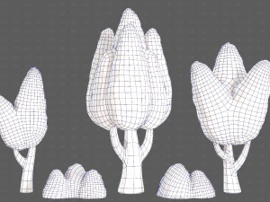 Trees Cartoon V48 3D Model