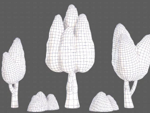 Trees Cartoon V48 3D Model