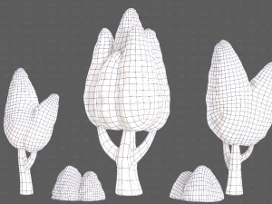 Trees Cartoon V48 3D Model