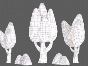 Trees Cartoon V48 3D Model