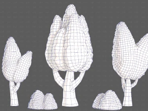 Trees Cartoon V48 3D Model