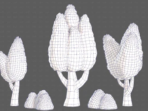 Trees Cartoon V48 3D Model