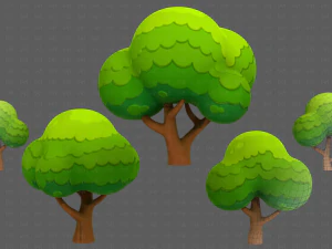 Bäume Cartoon V49 3D Modell