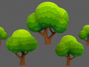 Trees Cartoon V49 3D Model