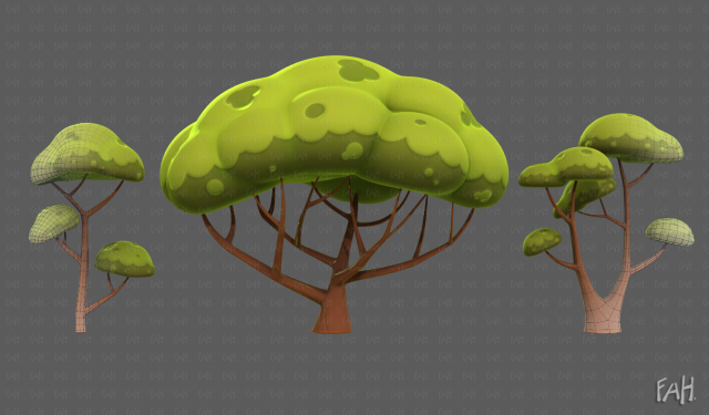 Trees Cartoon V50 3D Модель .c4d .max .obj .3ds .fbx .stl .blend 