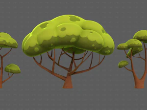 Trees Cartoon V50 3D Model