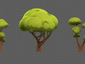 Trees Cartoon V50 3D Model