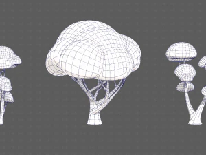 Trees Cartoon V50 3D Model