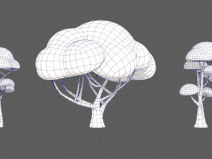 Trees Cartoon V50 3D Model