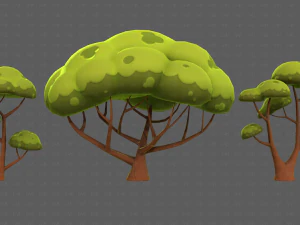 Trees Cartoon V50 3D Model