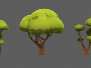 Trees Cartoon V50 3D Model