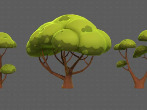 Trees Cartoon V50 3D Model