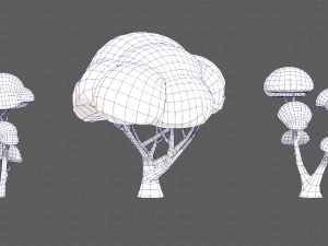 Trees Cartoon V50 3D Model