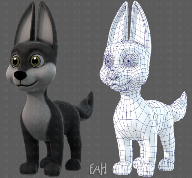 Dog base cartoonV11 3D 모델 .c4d .max .obj .3ds .fbx .stl .blend 