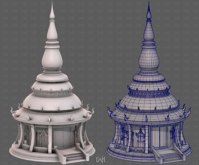 Pagoda V12 3D-Modell .c4d .max .obj .3ds .fbx .stl .blend 