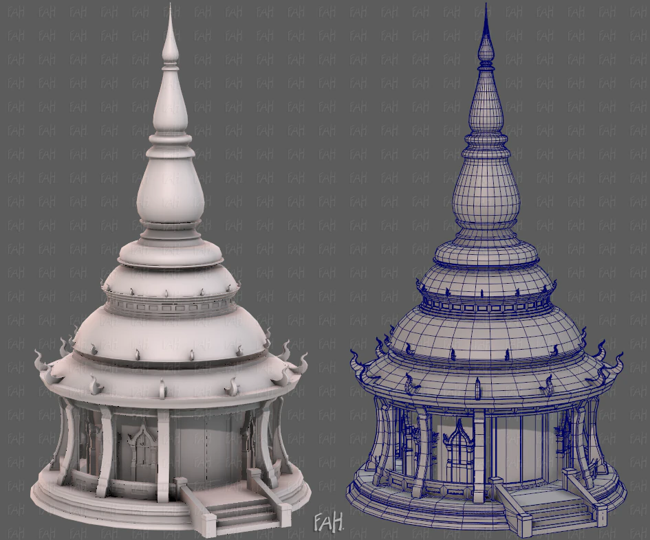 Pagoda V12 Modello 3D .c4d .max .obj .3ds .fbx .stl .blend 