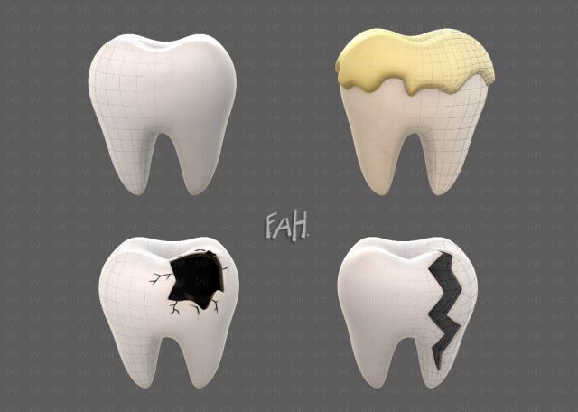 Teeth Cartoon V03 3Dモデル .c4d .max .obj .3ds .fbx .stl .blend 