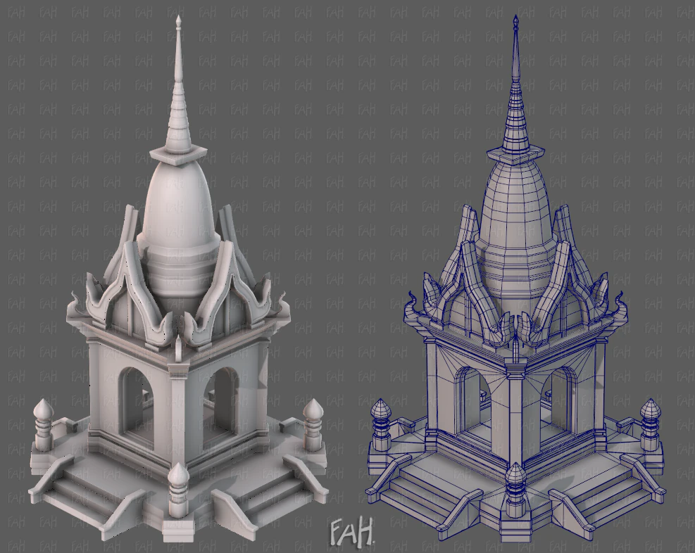 Pagoda V13 3D Model .c4d .max .obj .3ds .fbx .stl .blend 