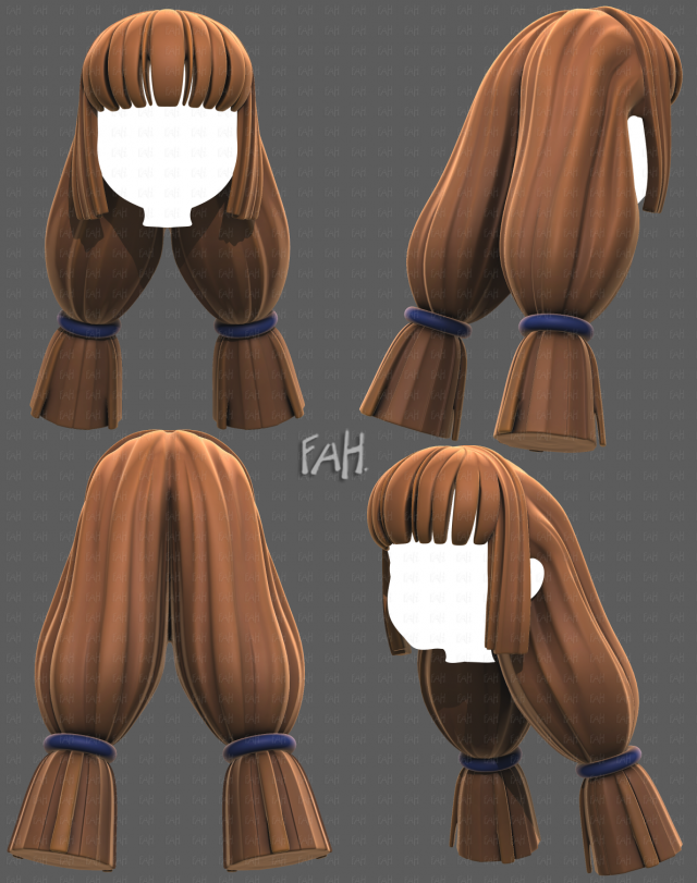 Base Hair for girl V59 Modelo 3D .c4d .max .obj .3ds .fbx .stl .blend 