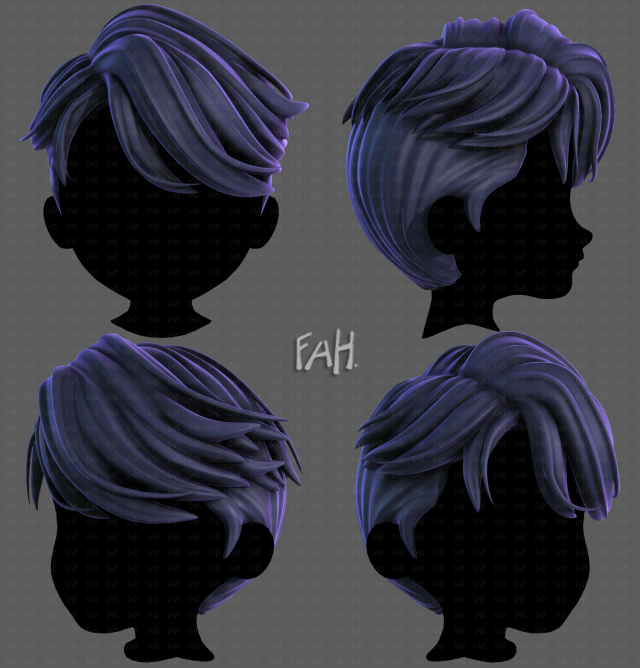 3D Hair style for boy V119 Modelo 3D .c4d .max .obj .3ds .fbx .stl .blend 