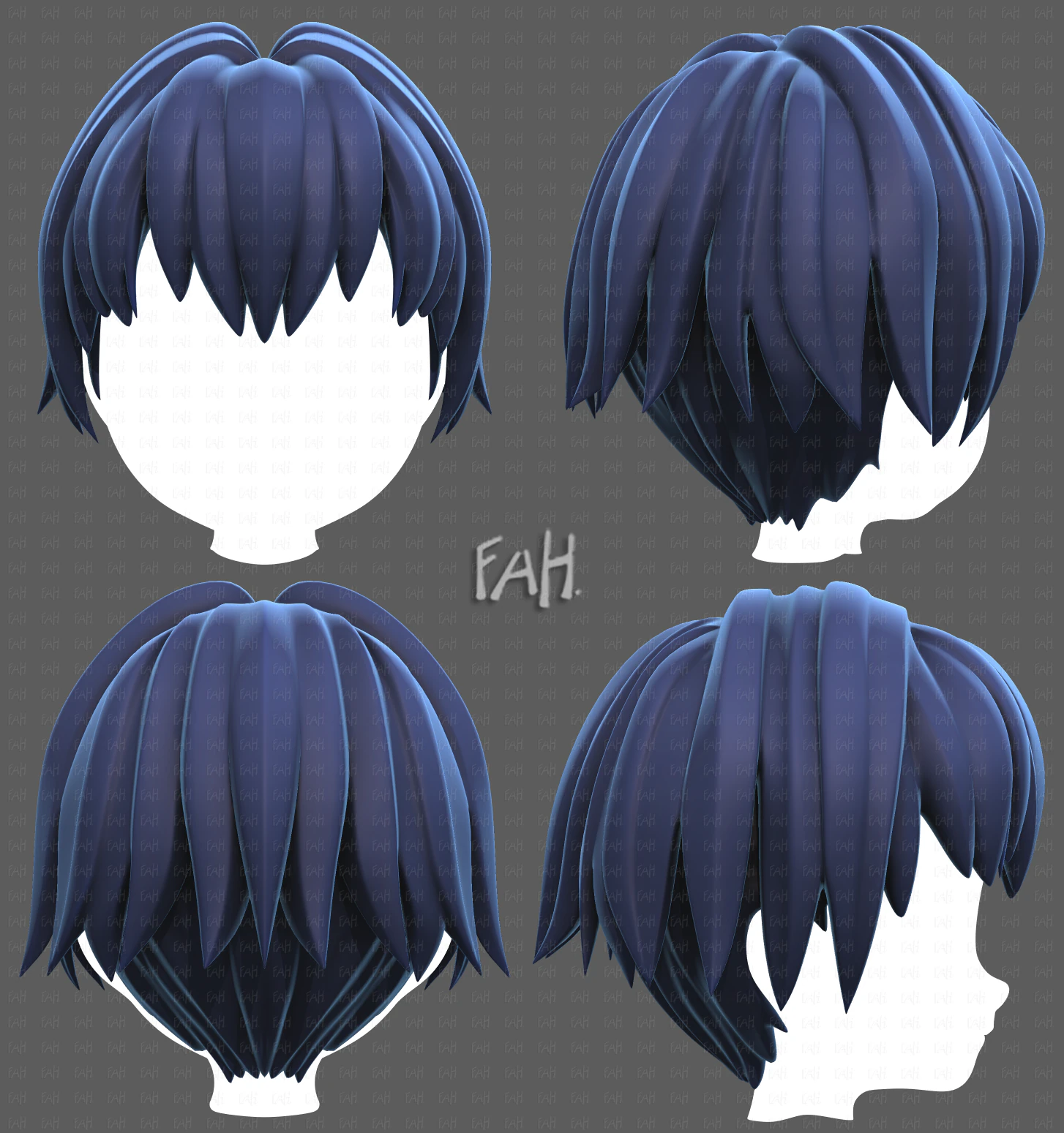 Base Hair for Boy V60 3D Model .c4d .max .obj .3ds .fbx .stl .blend