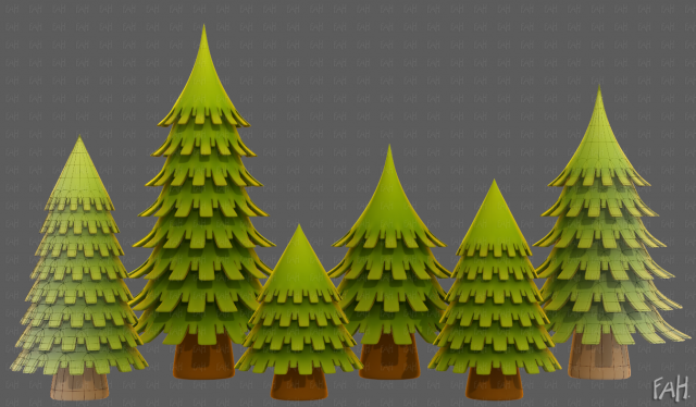 Trees Cartoon V53 3D 模型 .c4d .max .obj .3ds .fbx .stl .blend 