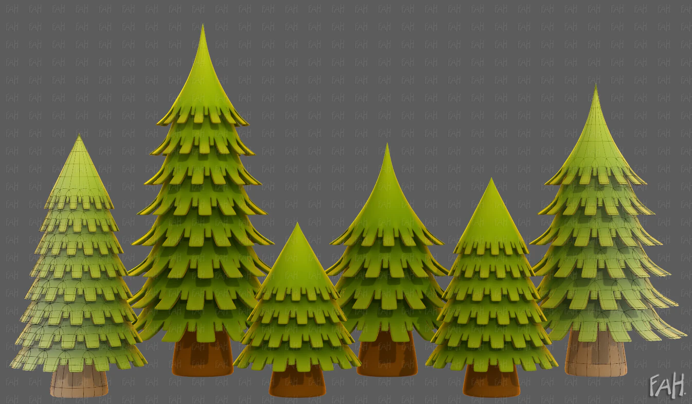 Trees Cartoon V53 3D Model .c4d .max .obj .3ds .fbx .stl .blend