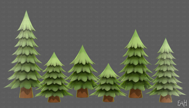 Trees Cartoon V54 3D Model .c4d .max .obj .3ds .fbx .stl .blend 