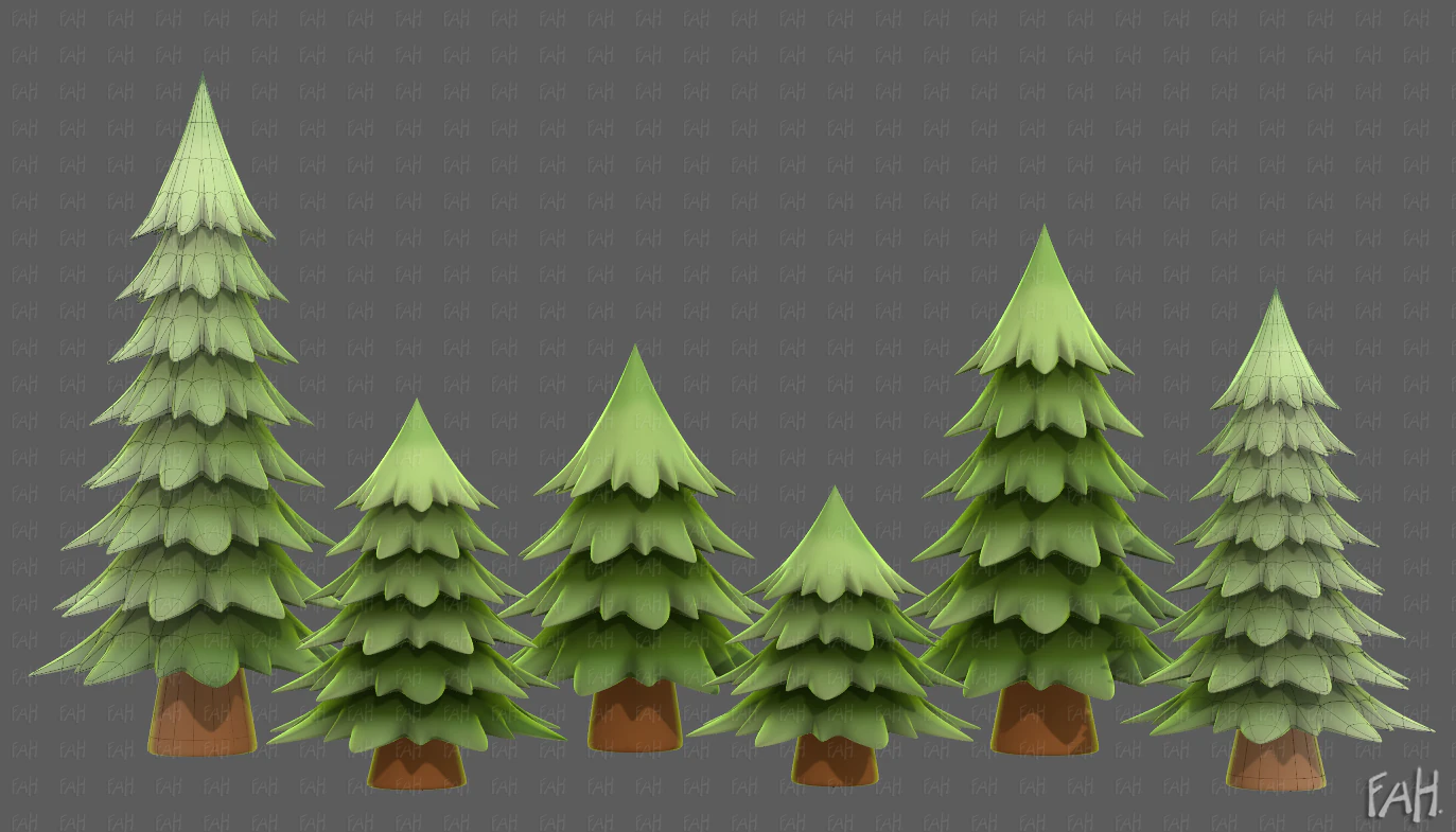 Trees Cartoon V54 3D Model .c4d .max .obj .3ds .fbx .stl .blend 