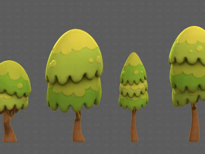 Trees Cartoon V55 3D Model