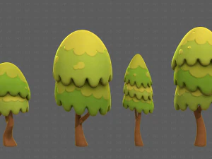 Trees Cartoon V55 3D Model