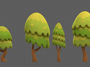 Trees Cartoon V55 3D Model