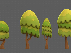 Trees Cartoon V55 3D Model