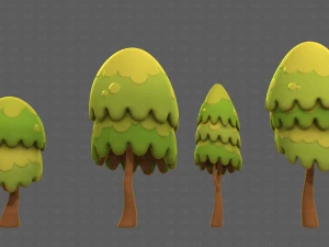 Trees Cartoon V55 3D Model