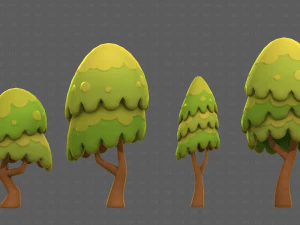 Trees Cartoon V55 3D Model