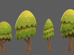 Trees Cartoon V55 3D Model