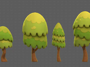 Trees Cartoon V55 3D Model