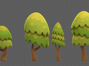 Trees Cartoon V55 3D Model