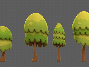 Trees Cartoon V55 3D Model