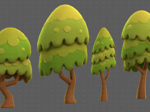 Trees Cartoon V55 3D Model