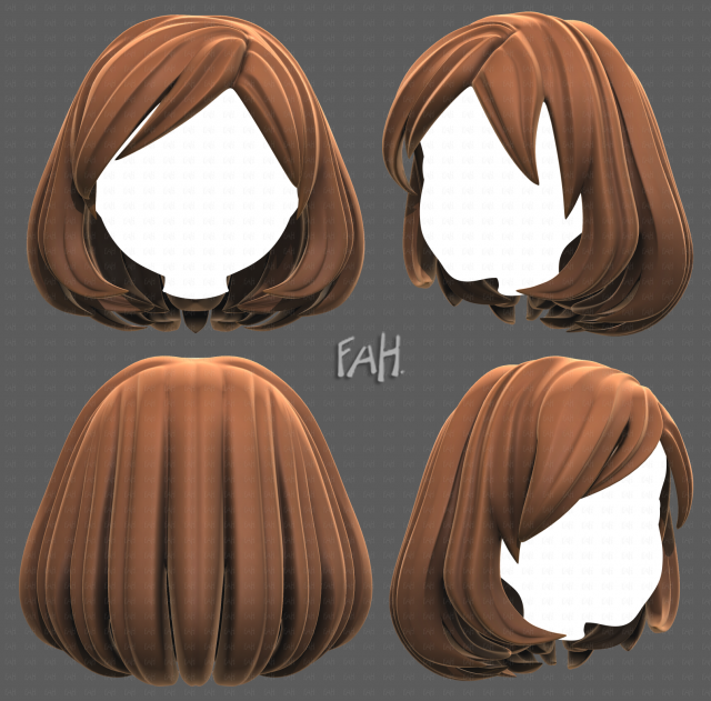 Hair wig 3d model store free